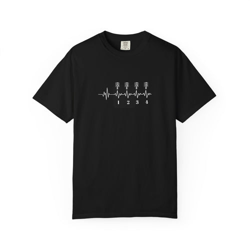 black tshirt with car gear shift design