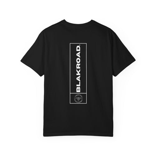 BlakRoad Minimalist Graphic T‑Shirt — Front Tech Lines & Vertical Back Logo